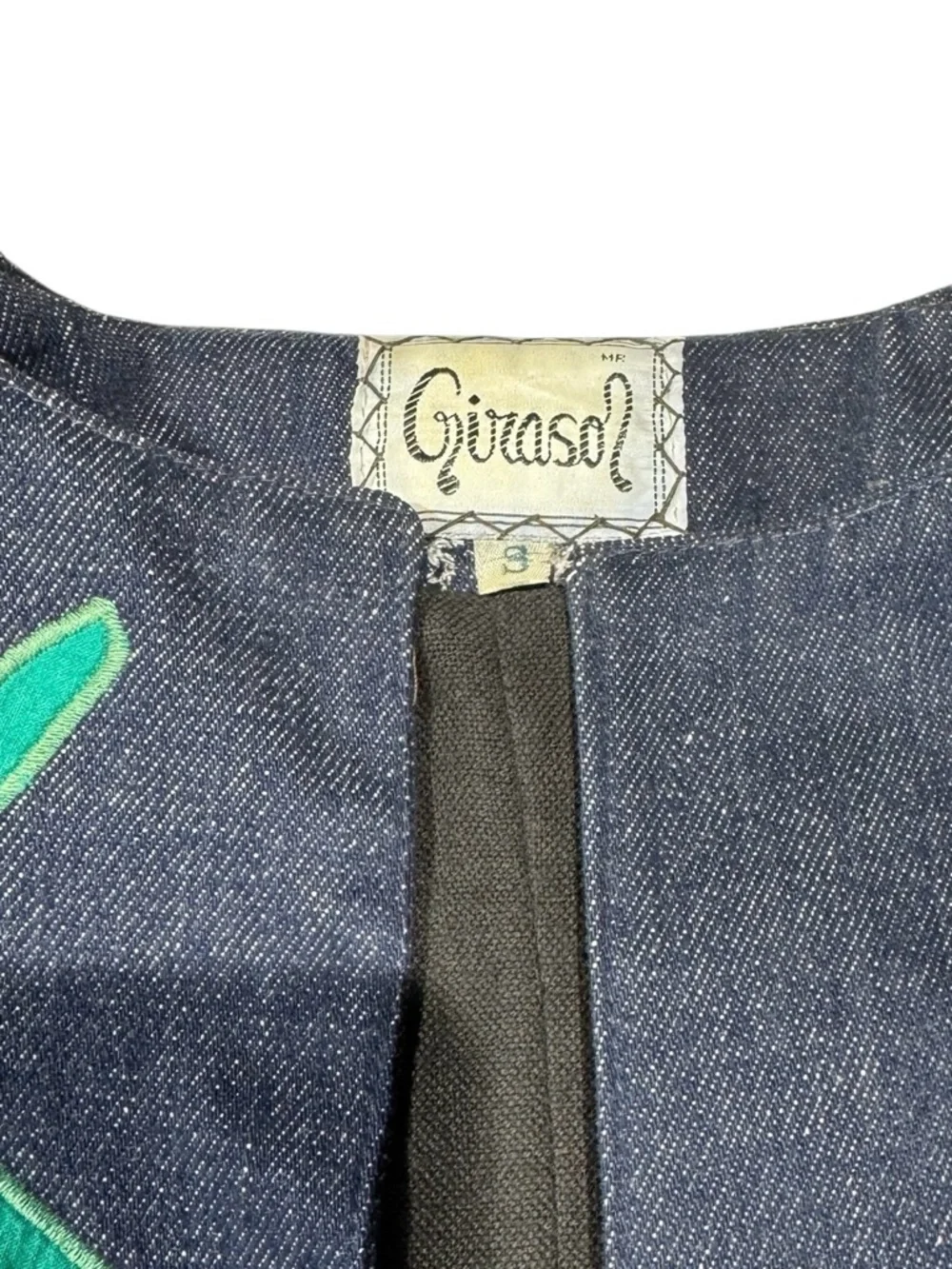 Vintage Girasol Mexican Whimsical Appliqué Denim Jacket Multicolor Animal Motifs